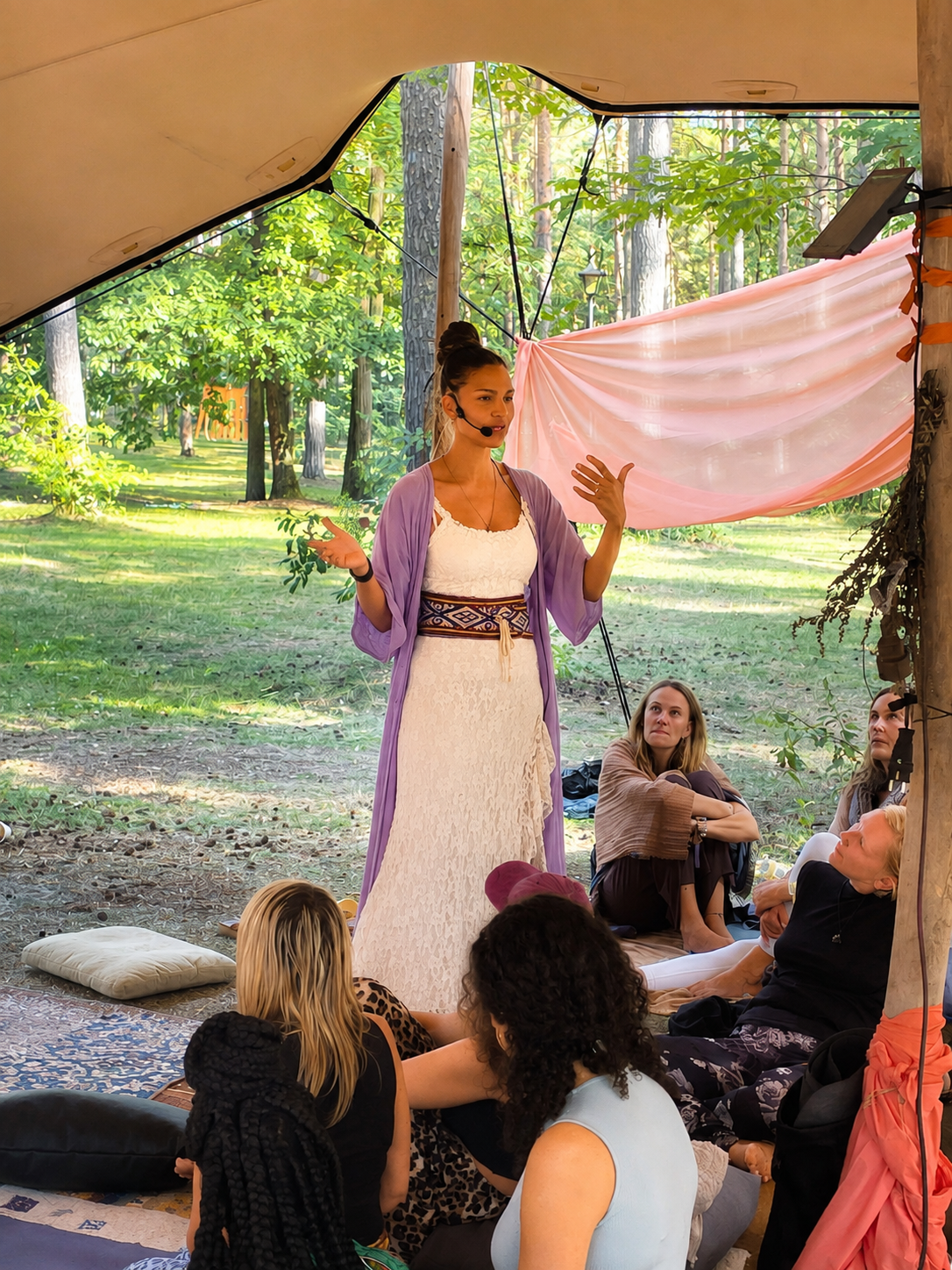 Teilnehmerinnen sitzen im Kreis während eines Soulwork Workshops